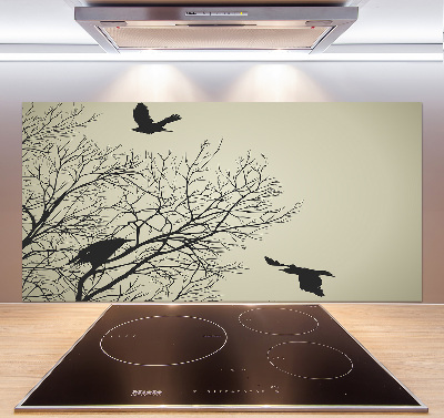 Crédence en verre avec motif Corbeaux dans un arbre