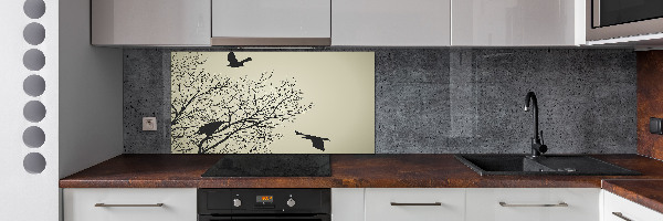 Crédence en verre avec motif Corbeaux dans un arbre