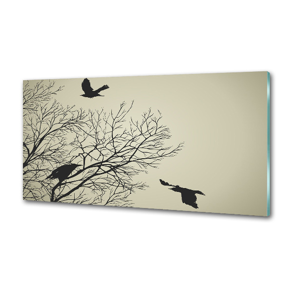 Crédence en verre avec motif Corbeaux dans un arbre