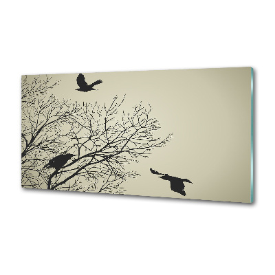 Crédence en verre avec motif Corbeaux dans un arbre