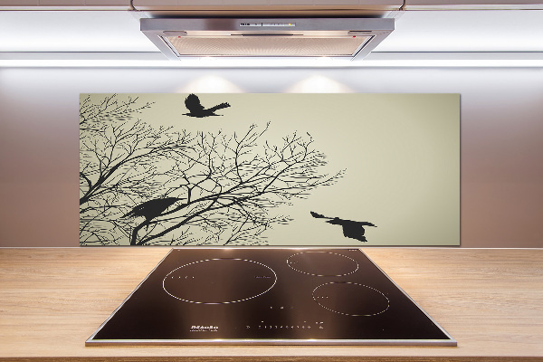 Crédence en verre avec motif Corbeaux dans un arbre