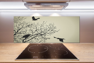 Crédence en verre avec motif Corbeaux dans un arbre
