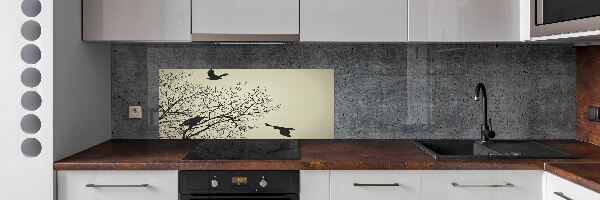 Crédence en verre avec motif Corbeaux dans un arbre