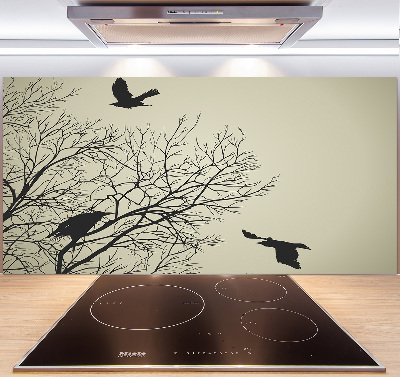 Crédence en verre avec motif Corbeaux dans un arbre