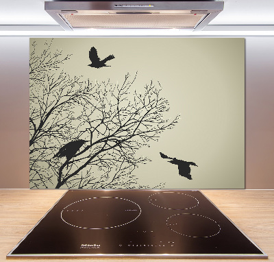 Crédence en verre avec motif Corbeaux dans un arbre