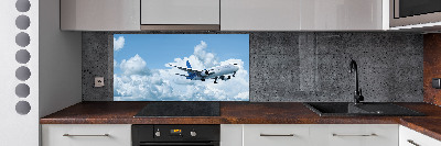 Crédence en verre cuisine Avion dans le ciel