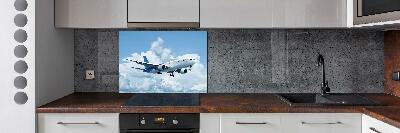 Crédence en verre cuisine Avion dans le ciel