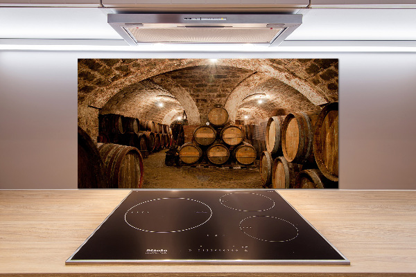 Panneau crédence cuisine Barriques dans un vignoble