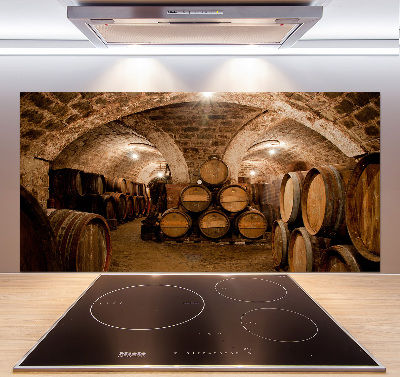 Panneau crédence cuisine Barriques dans un vignoble
