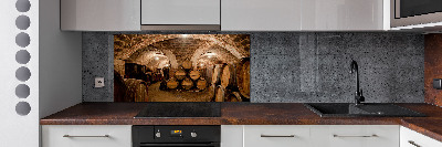 Panneau crédence cuisine Barriques dans un vignoble