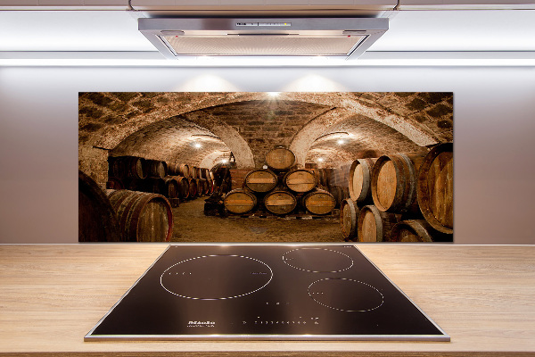 Panneau crédence cuisine Barriques dans un vignoble