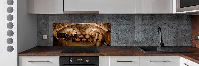 Panneau crédence cuisine Barriques dans un vignoble