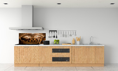 Panneau crédence cuisine Barriques dans un vignoble