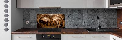 Panneau crédence cuisine Barriques dans un vignoble