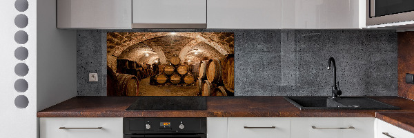 Panneau crédence cuisine Barriques dans un vignoble