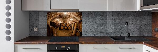 Panneau crédence cuisine Barriques dans un vignoble