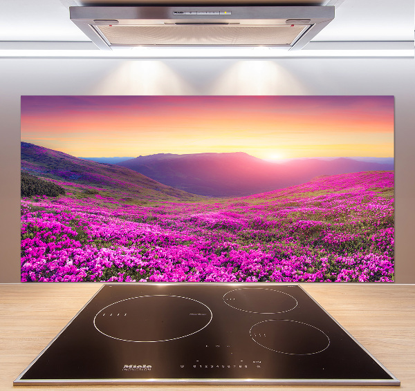 Crédence cuisine en verre trempé Collines roses