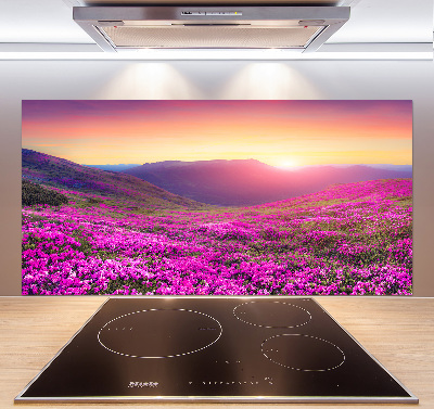 Crédence cuisine en verre trempé Collines roses