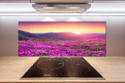 Crédence cuisine en verre trempé Collines roses