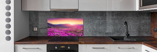 Crédence cuisine en verre trempé Collines roses