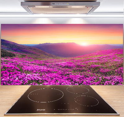 Crédence cuisine en verre trempé Collines roses