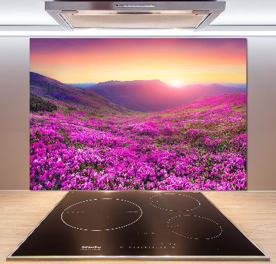 Crédence cuisine en verre trempé Collines roses