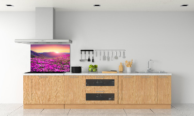 Crédence cuisine en verre trempé Collines roses