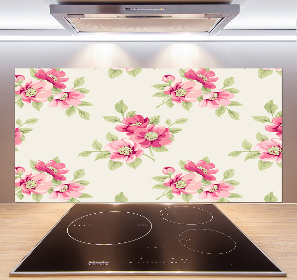 Crédence en verre cuisine Motif floral