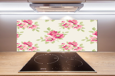 Crédence en verre cuisine Motif floral