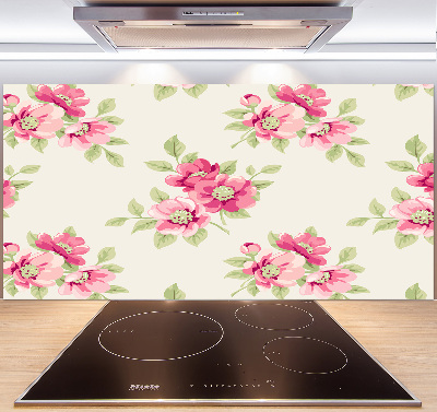 Crédence en verre cuisine Motif floral