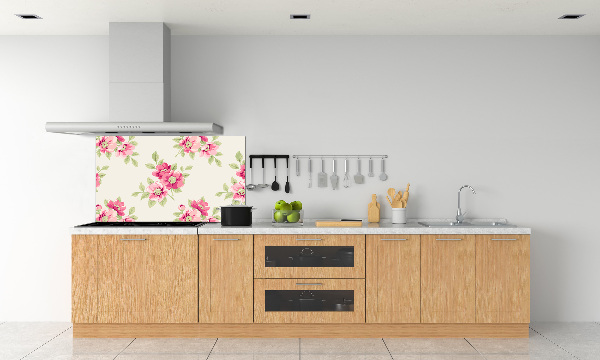 Crédence en verre cuisine Motif floral