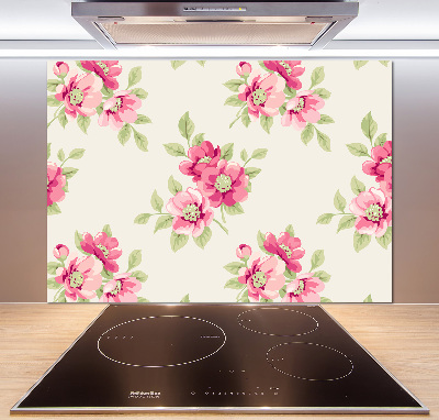 Crédence en verre cuisine Motif floral