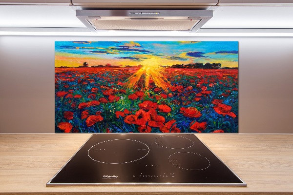 Verre pour crédence Champ de coquelicots