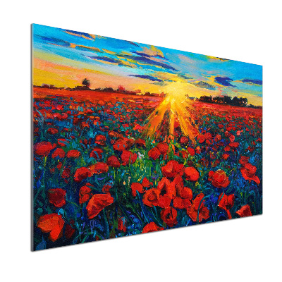 Verre pour crédence Champ de coquelicots