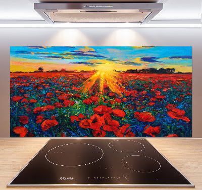 Verre pour crédence Champ de coquelicots