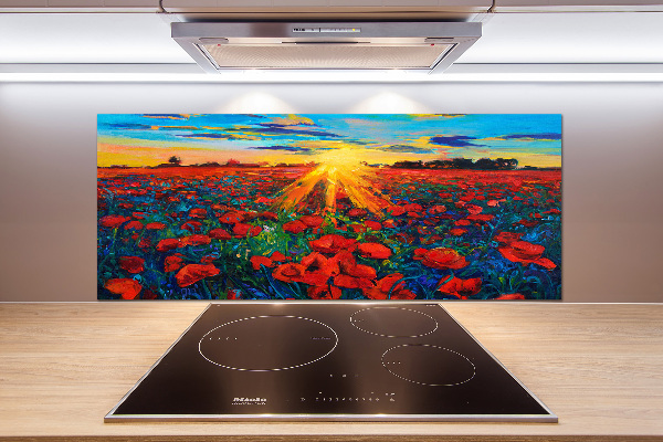 Verre pour crédence Champ de coquelicots