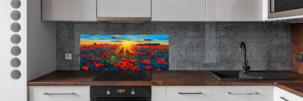 Verre pour crédence Champ de coquelicots