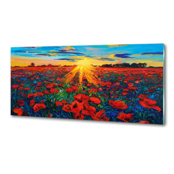 Verre pour crédence Champ de coquelicots