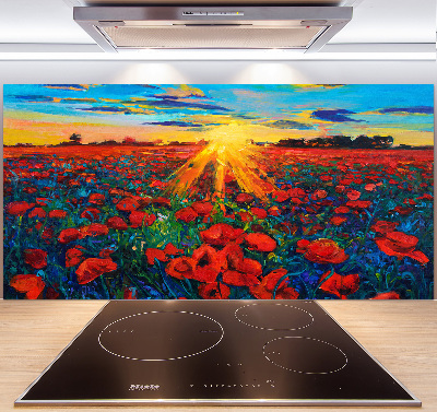 Verre pour crédence Champ de coquelicots