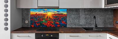 Verre pour crédence Champ de coquelicots