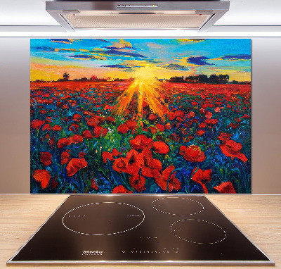 Verre pour crédence Champ de coquelicots