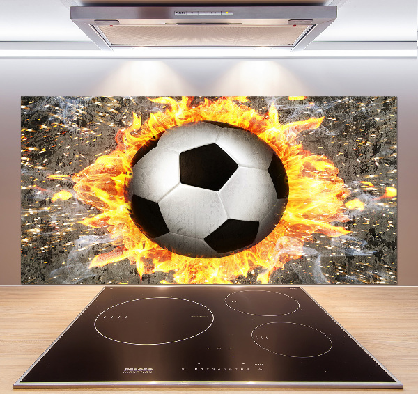Crédence de cuisine en verre Football enflammé