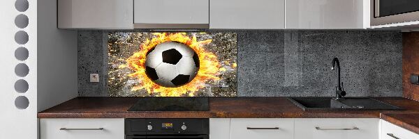 Crédence de cuisine en verre Football enflammé