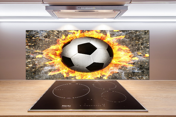Crédence de cuisine en verre Football enflammé