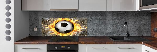Crédence de cuisine en verre Football enflammé