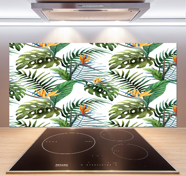 Panneau crédence cuisine Feuilles de monstera exotique