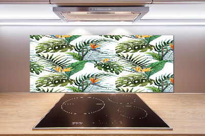 Panneau crédence cuisine Feuilles de monstera exotique