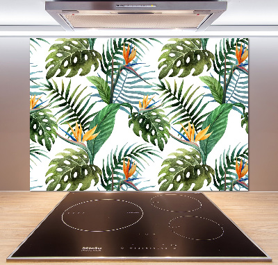 Panneau crédence cuisine Feuilles de monstera exotique
