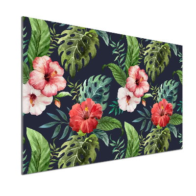 Panneau crédence cuisine Fleurs et feuilles exotiques