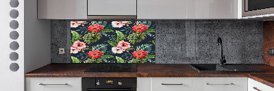 Panneau crédence cuisine Fleurs et feuilles exotiques